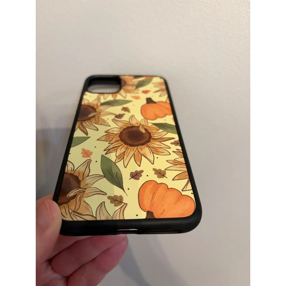Phone Case iPhone 11 Pro Max Yellow Sunflower Pumpkin Fall Bumper